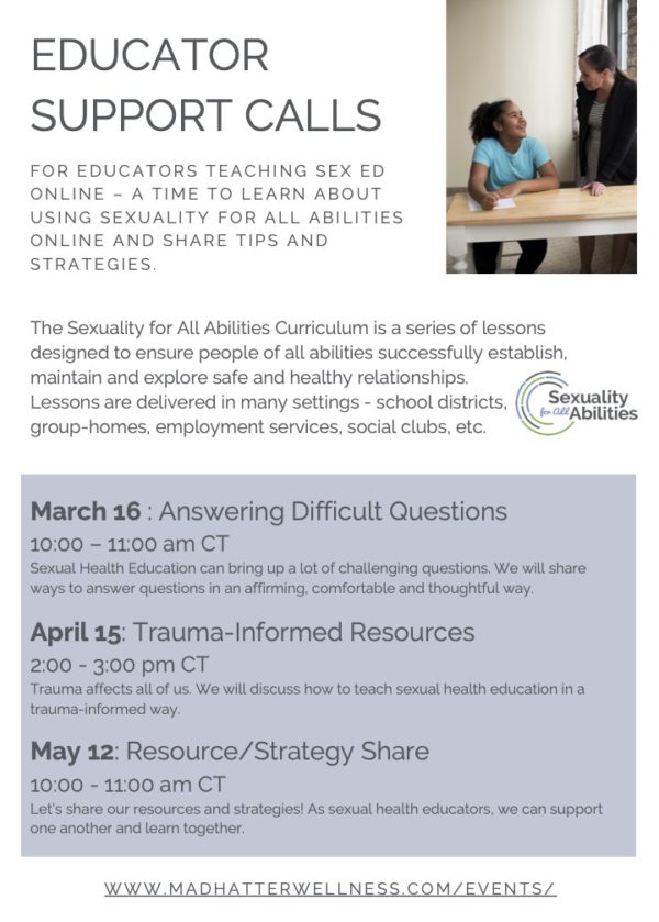 Sexuality for All Abilities Educator Support Zoom Call - April image